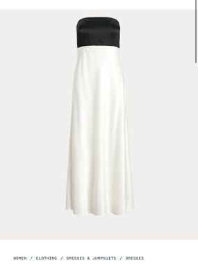 Ralph Lauren Black and White Strapless Satin Maxi Dress